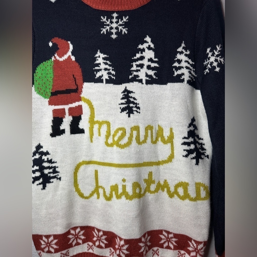 Tipsy Elves Merry Christmas Crew Neck Pullover Sweater Men’s Medium - Picture 6 of 11